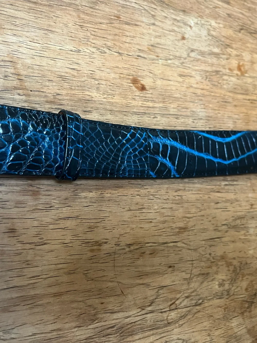 Pat Areias Navy Blue Crocodile Belt Strap